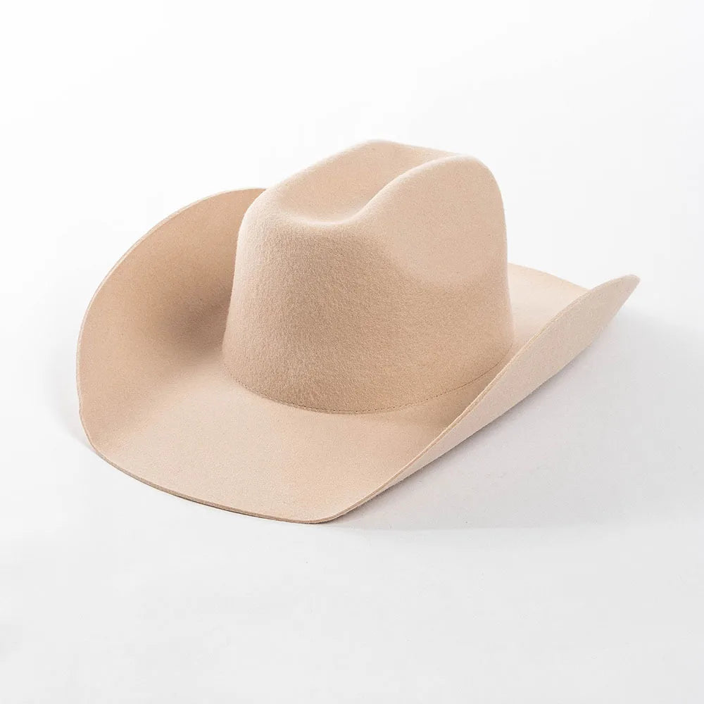 USPOP 100% Wool Cowboy Hat Unisex Wide Brim Felt Hat Solid Color Classic Fedora Style Multiple Sizes S–XL Autumn Winter