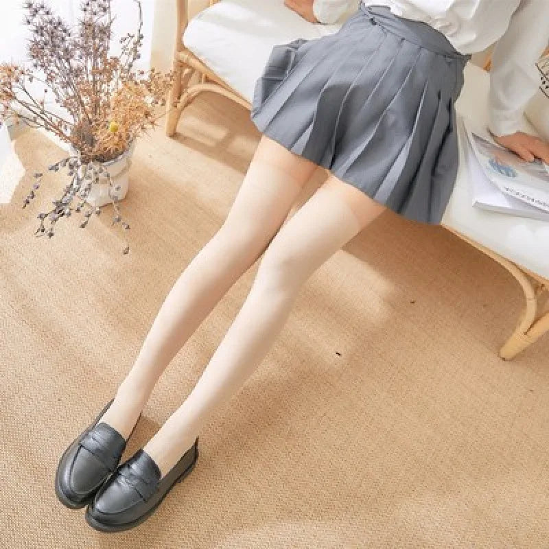 Solid Color Lolita Long Stockings JK Women Girls Cute Black White Tights Over Knee Thigh High Socks Cosplay Sexy Nylon Stockings