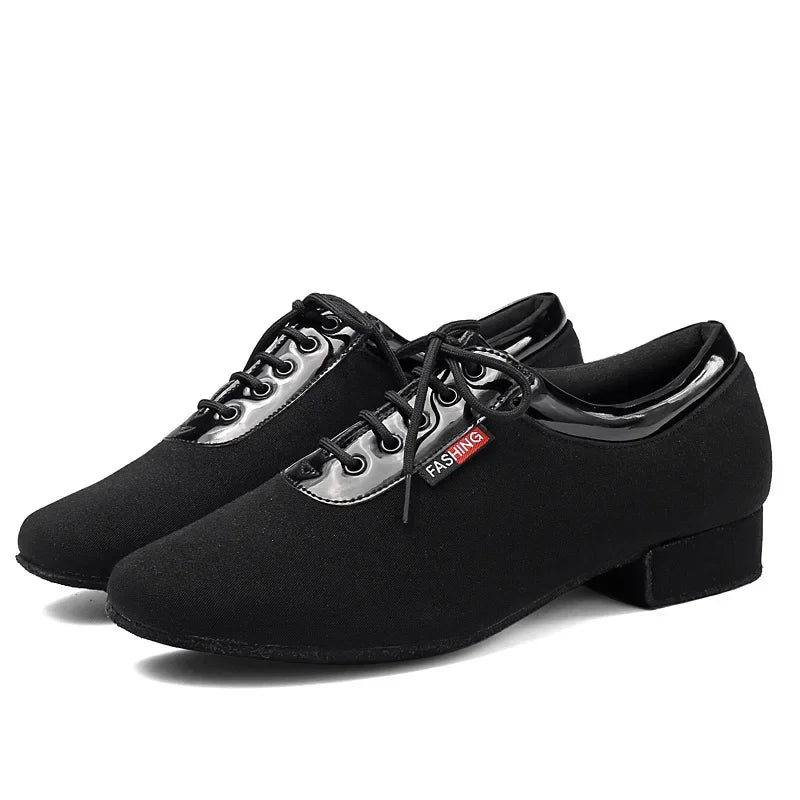 XIHAHA Men Oxford Cloth Standard Dance Ballroom Cloth Straight Outsole Practice Competition Modern Dancing Sport Shoes Sneakers