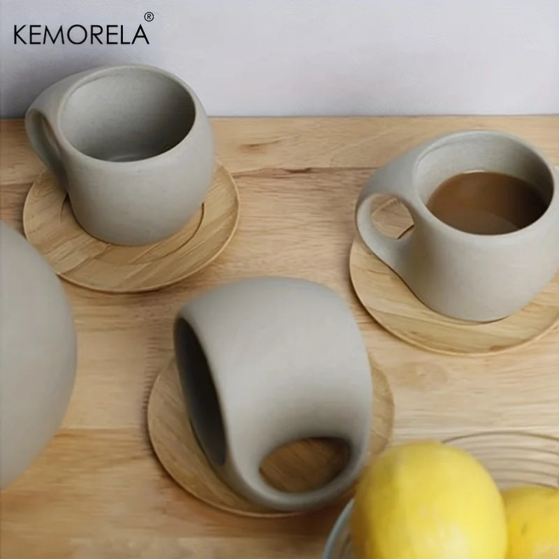 1/2PCS Ceramic Coffee Cups with Artistic Speckled Design - Reusable & Recyclable Cups for Latte Cappuccino Tea and Espresso