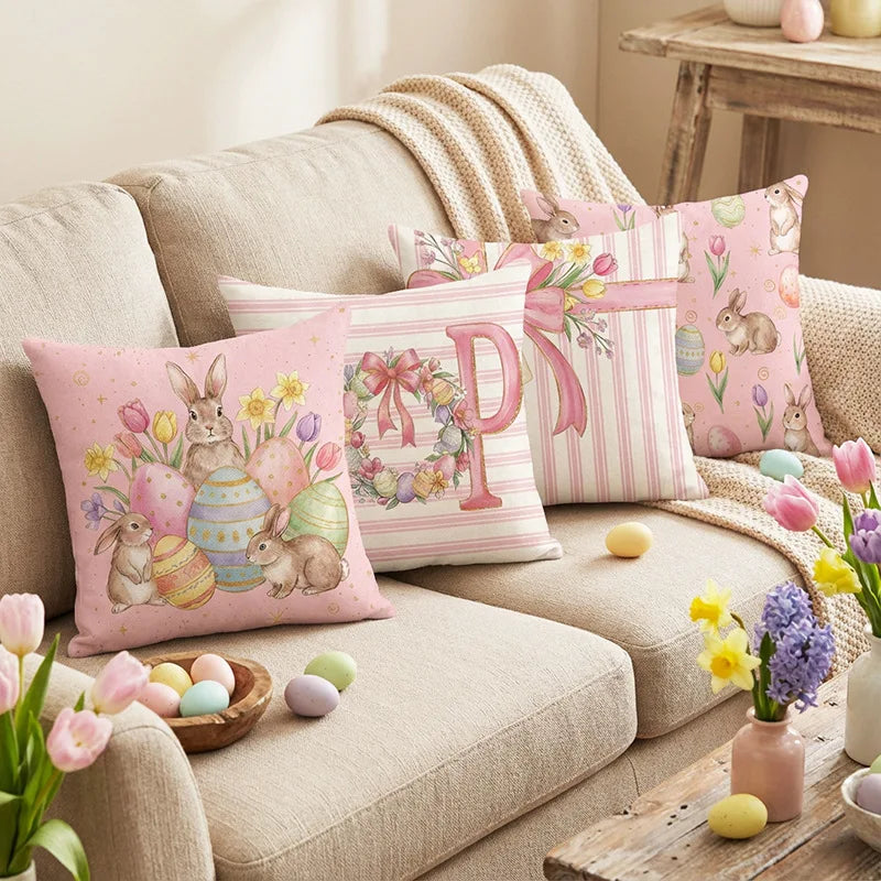 VIKAMA Easter Pillowcases with Spring and Bunny Designs Sofa bed cushion cover sleeping pillowcase home bedroom decoration - Free Items Weekend.