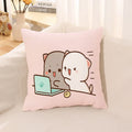 Pillow Cover Square Cushion  for Bed Car Office Peach Mochi Cat Decorative  Anime  Room