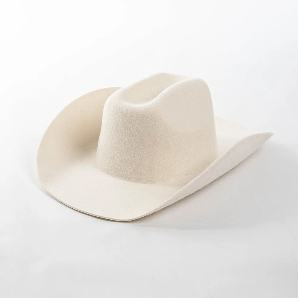 USPOP 100% Wool Cowboy Hat Unisex Wide Brim Felt Hat Solid Color Classic Fedora Style Multiple Sizes S–XL Autumn Winter