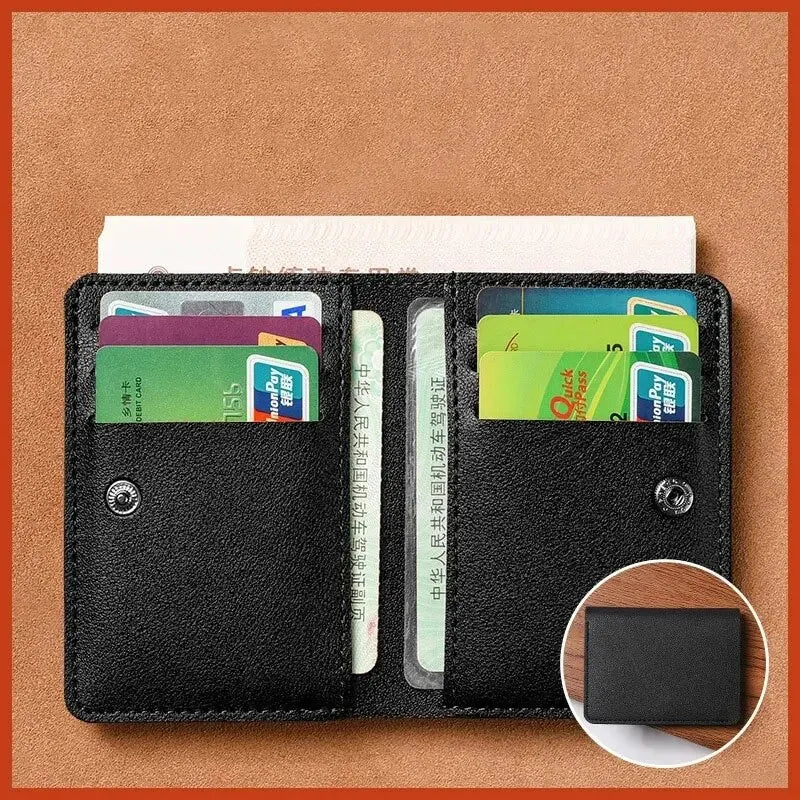 Leather Small Wallet for Men Short Simple Women's Purse Fashion Ultra Thin Credit Card Bag Coin Purse - Free Item