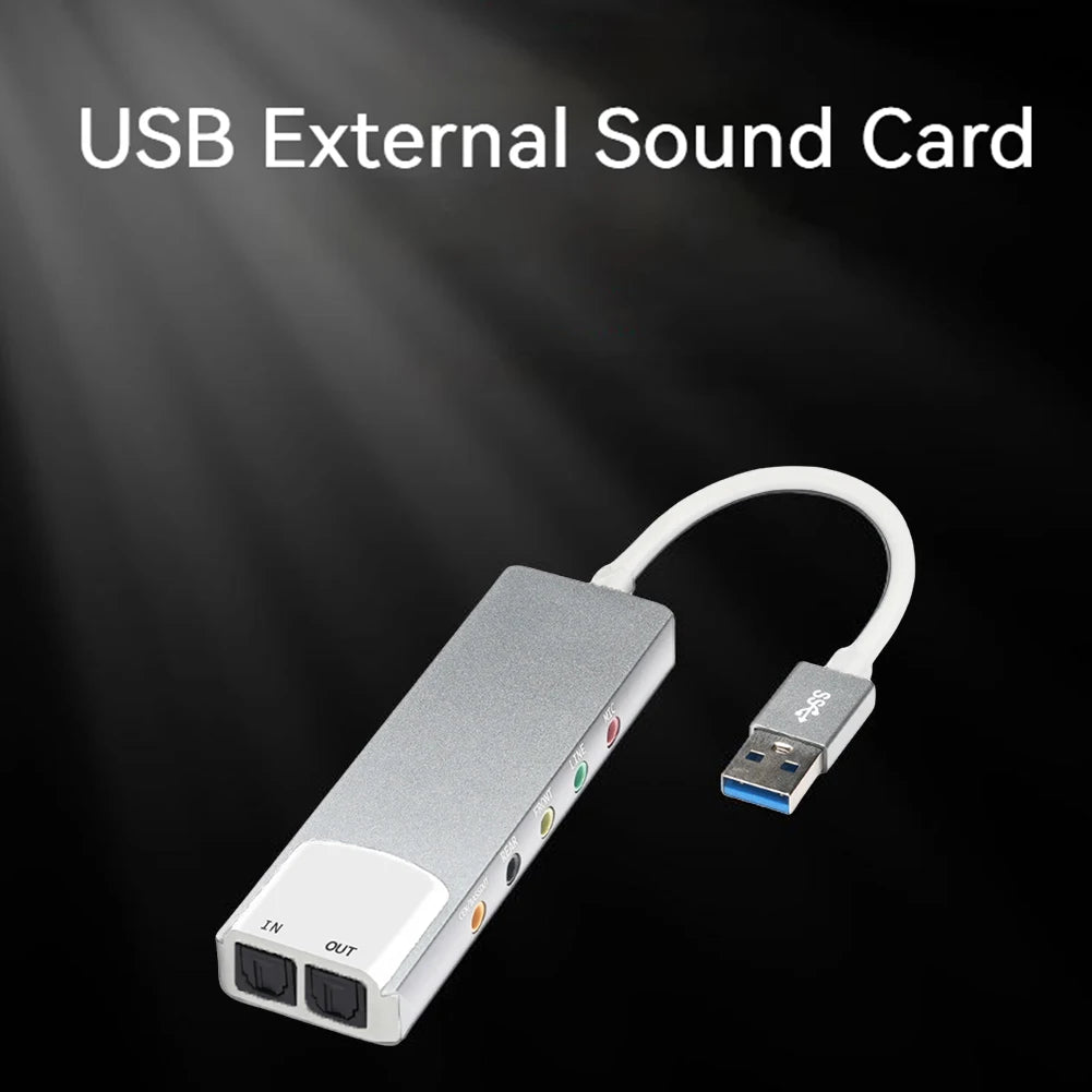 USB Sound Card Aluminium Alloy External Audio Card AC-3 DTS Headphone Adapter Soundcard 7.1 5.1 Channel Optical for PC Computer