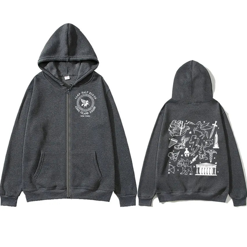 Camp Half Blood Percy Jackson Zipper Hoodie Long Island Sound Casual Zip Up Sweatshirt Men Women Fashion Hoodies New in Tops