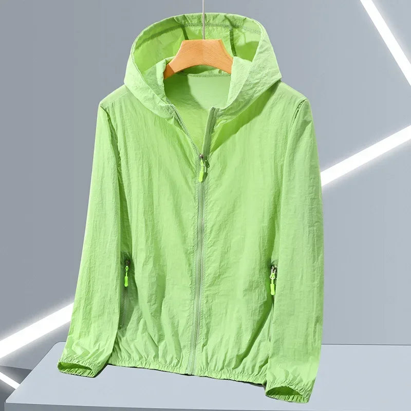 Summer Ice Silk Sun Protection Jacket for Men Couple Outdoor Sports UV Protection Skin Coats Breathable Hooded Ultrathin Jackets