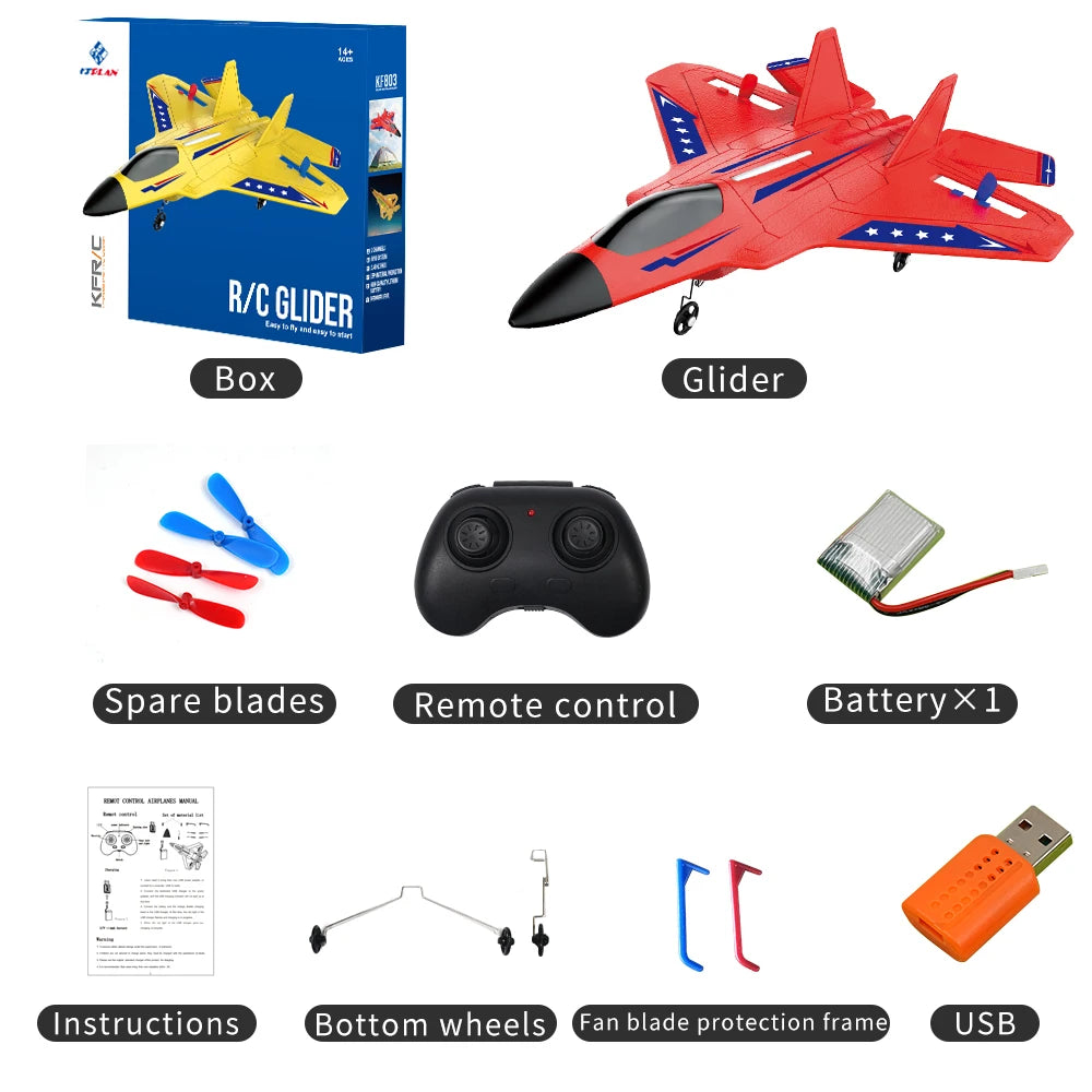 2.4G RC Plane KF803 With LED Lights RC Flying Model Glider Remote Control Vertical Plane EPP Foam Airplane Children Gifts Toy