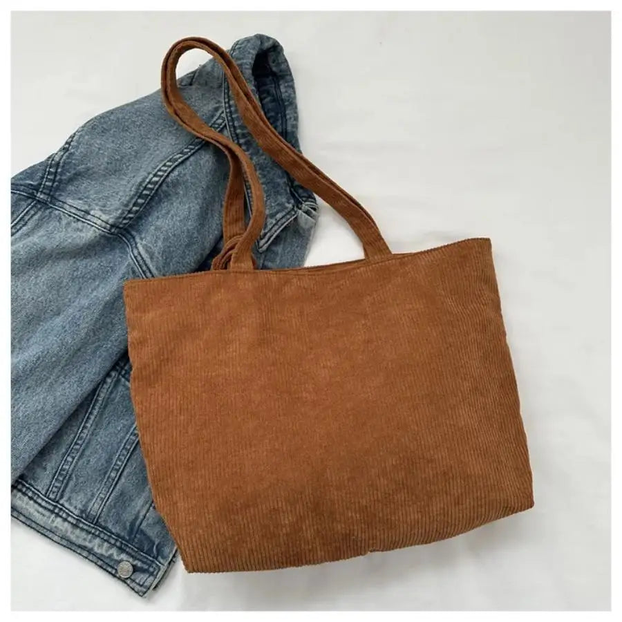 Ladies' handbag, corduroy ladies' shoulder bag, daily commuting tote bag, shoulder bag with small bag
