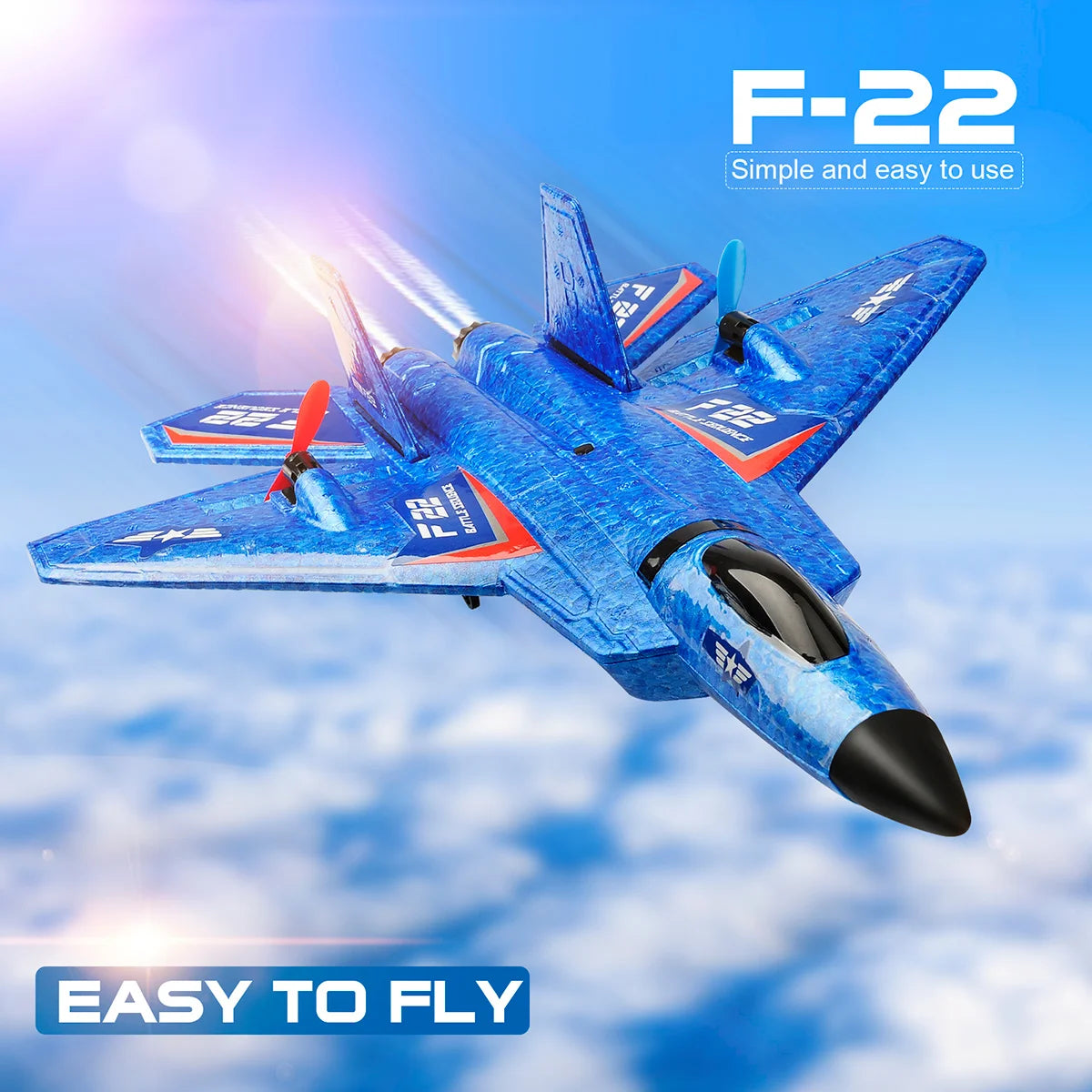 F22 Raptor RC Plane 2.4G 2CH RC Foam Flying Model Glider With LED Lights Remote Control Foam Fighter Airplane Toys for Children