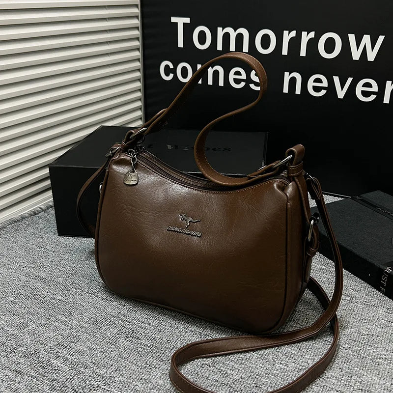 Large Capacity Fashionable Ladies Crossbody Bag Urban Minimalist Style PU Material Shoulder Bag Mom Bag Handbag for Middle-Ag...