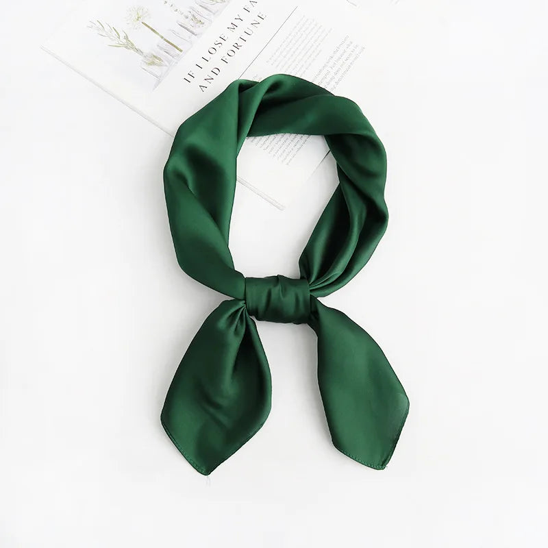 70cm Solid Color Simple Silk Scarf Women Imitation Silk Fashion Versatile Headwear Bag Accessories Clothing Square Scarf