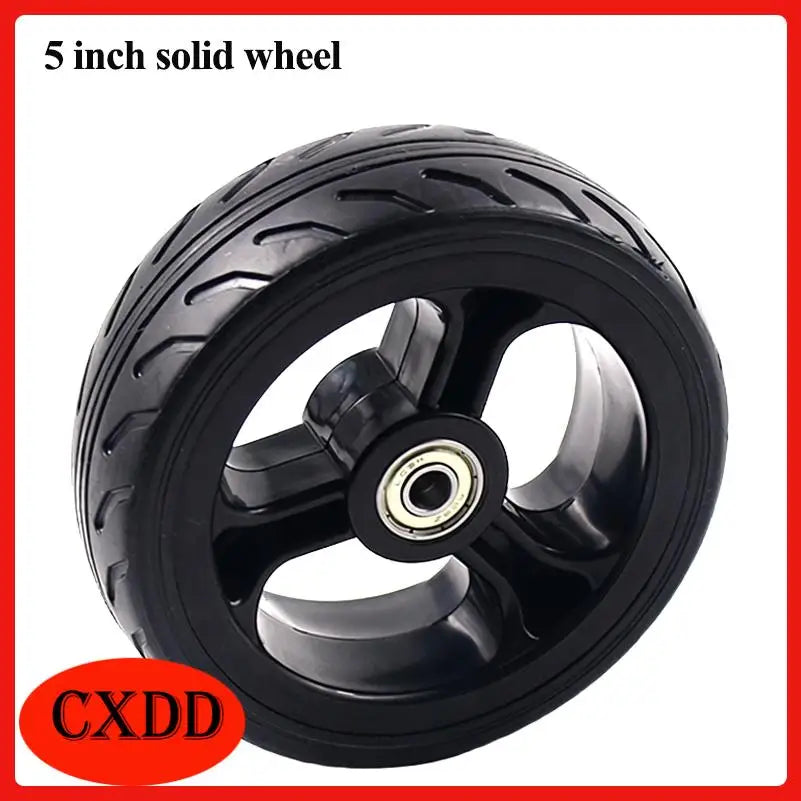 Get reliable traction and durability with these 5-inch solid plastic wheels for electric scooters.