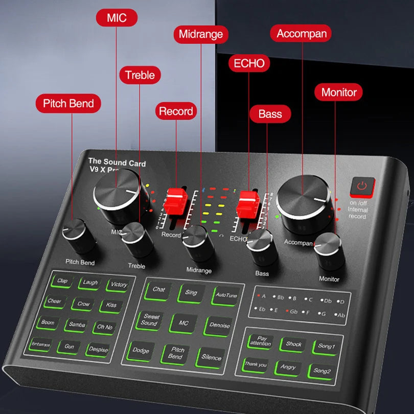 Microphone BM800 Professional Sound Card Audio Interface Mixer With For Smart Phone,PC,Live Streaming,Recording DJ Equipment