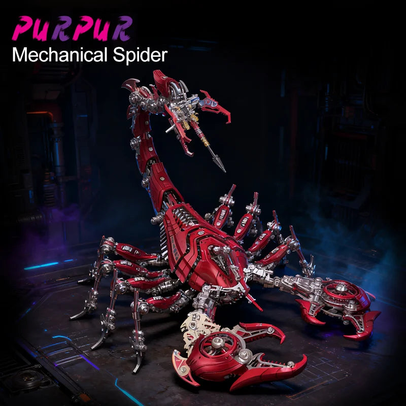 Punk DIY mechanical metal assembly 3D lighted insect scorpion stainless steel puzzle model kit for adults and boy toy gifts