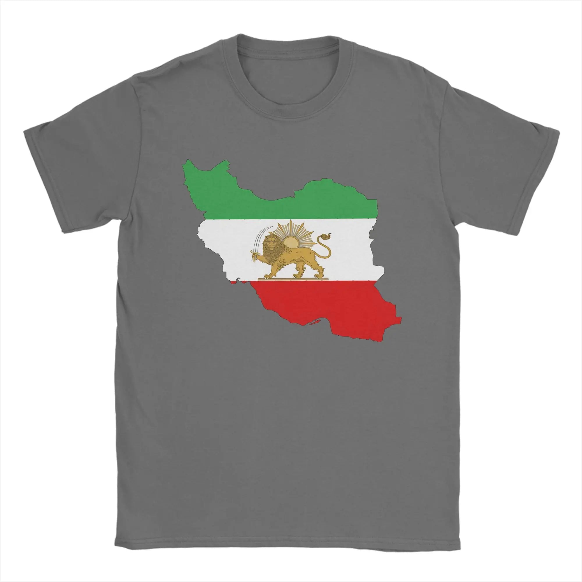Iran Persian Flag Map Men T Shirt  Creative Tees Short Sleeve Crew Neck T-Shirts 100% Cotton Plus Size Clothes