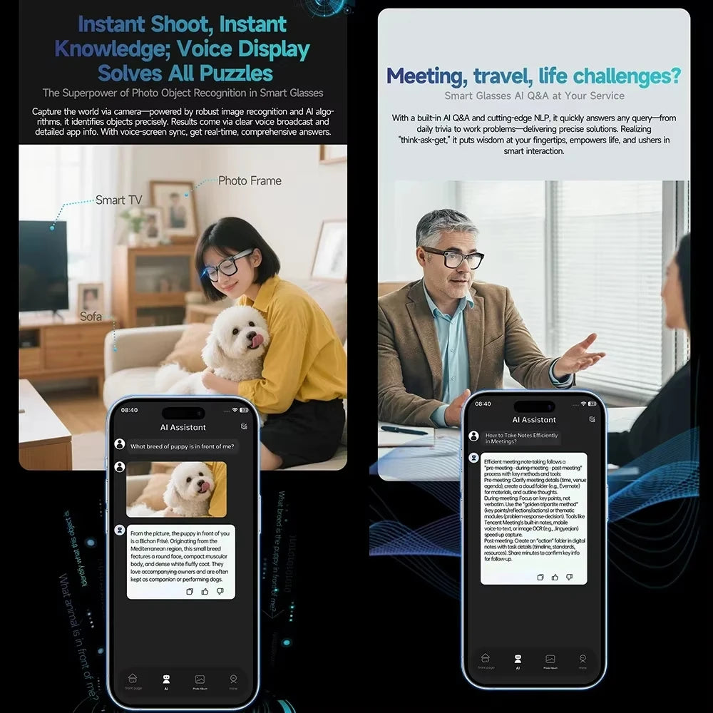 2026 New AI Smart Glasses 8MP HD Camera Real-time Translation SI BT Call Music Play Photo Video Recording Men Women Sunglasses