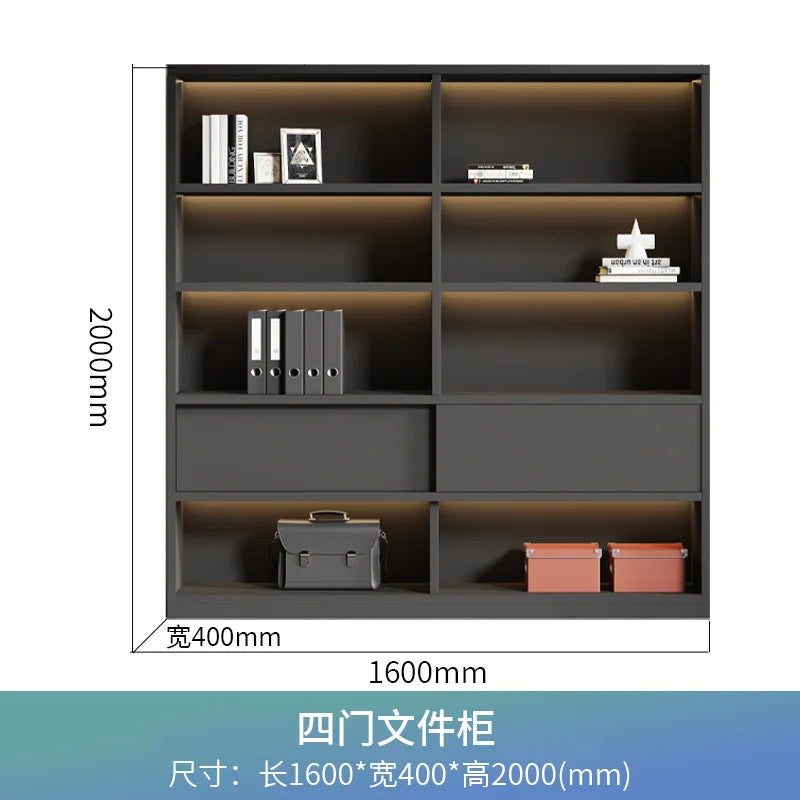 File Cabinet Wooden Office Bookcase Boss Background Cabinet Data Cabinet Locker Simple Modern Glass Door Against The Wall