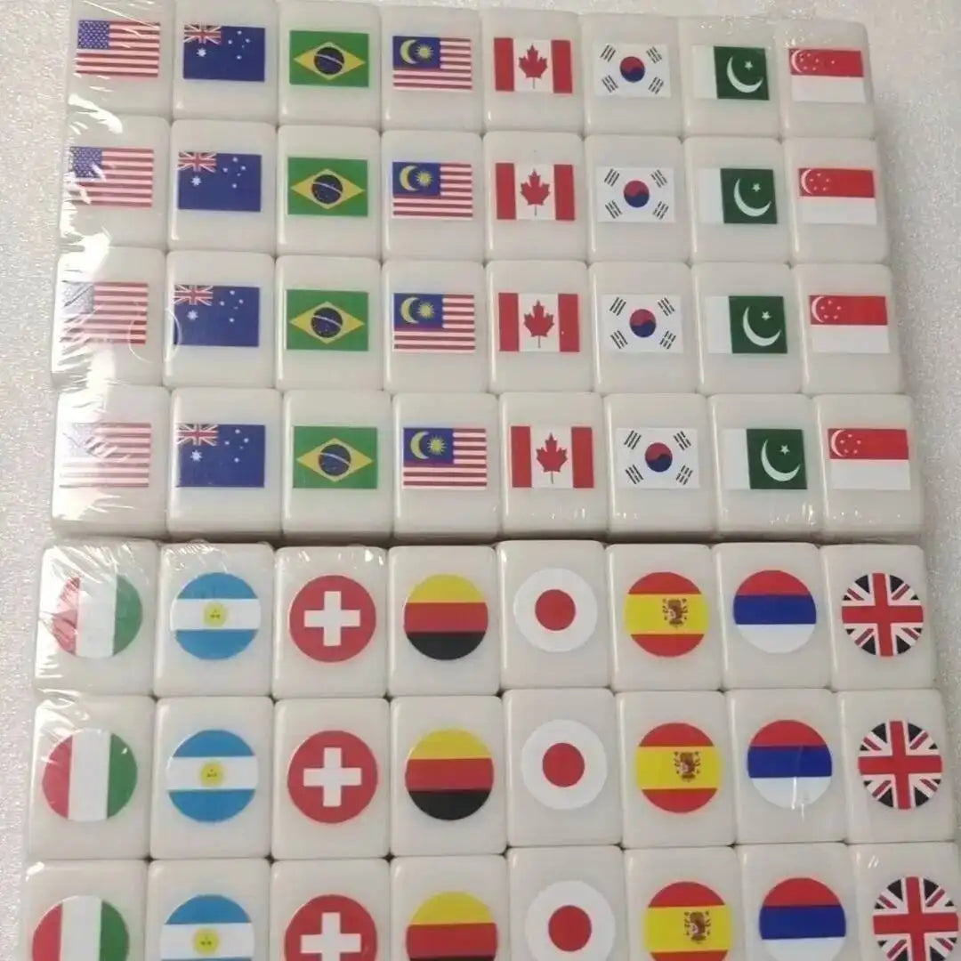 Hot Tiktok 64 Blocks Seaside Escape Mahjong With Flag Pattern Two Players Party Game Funny Parent Child Toy For Kids Gift