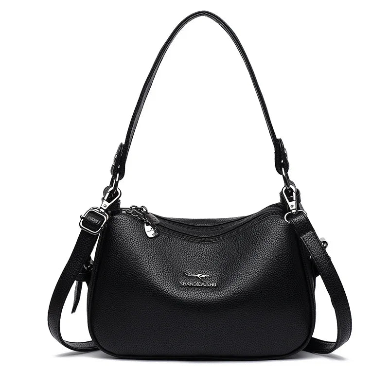 Fashionable Street-Style Women's Crossbody Bag Single Shoulder Personality PU Leather Medium Square Bag Zipper Closure Daily Use