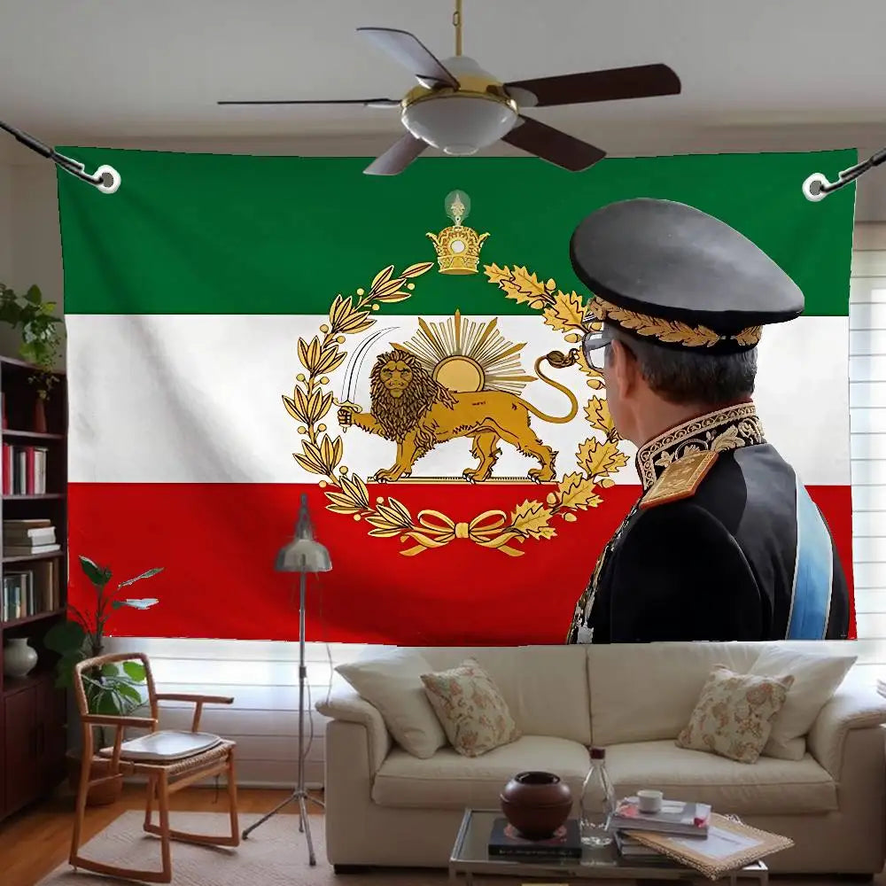 Iran Flag Mohammad Reza Pahlavi Flags Room Decor Outdoor Decors Personalized Items Flags For Bedrooms Home Funny