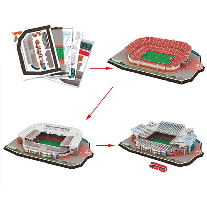 Miniature Football Field 3D DIY Model Assembly World Famous Stadiums Models Football Game Peripheral Toys Fans Toys Gifts TMZ