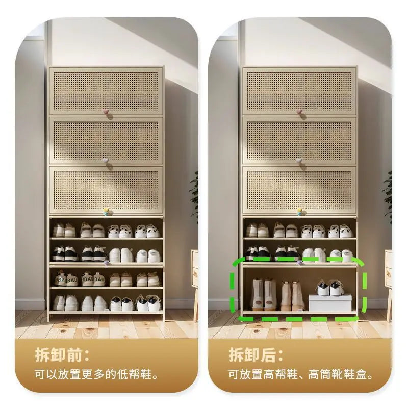 Living room, locker, space-saving cabinet, multi-layer storage, shoe rack, cream wind shoe cabinet, household door entrance