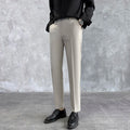 Summer Thin Men's White Casual Khakis 2025 New Nine-Piece Pants Side Button Busin Trendy Straight Leg Trousers for Young Men