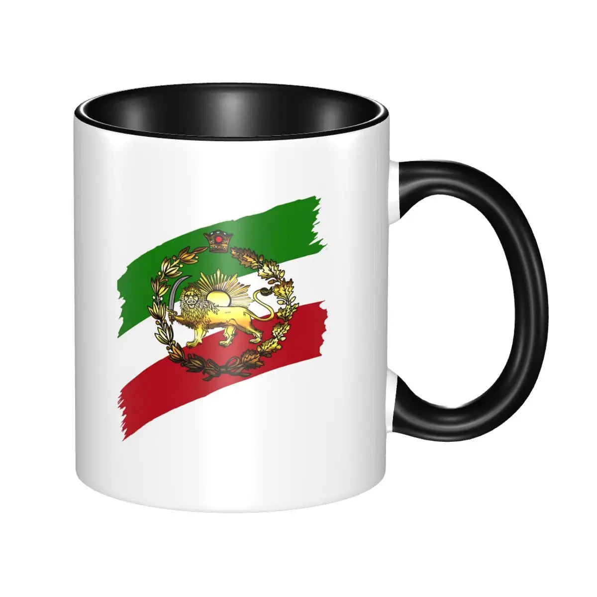 Iran Persia Map & Flag -Shir O Khorshid Lion And Sun Mug Kawaii Porcelain Mug Gift Graphic Creative Cups