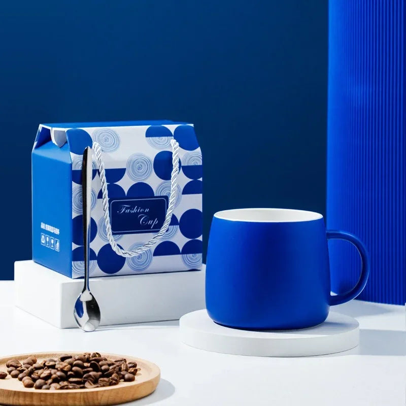 500ml creative design ink blue ceramic cup coffee cup couple water cup breakfast oatmeal cup holiday gift porcelain cup