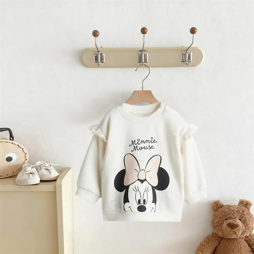 Girls Sweatshirts Long Sleeve Cartoon Printed Crewneck Tops New Design Clothes Minnie Hoodies Spring Autumn Wear Lovely Tops