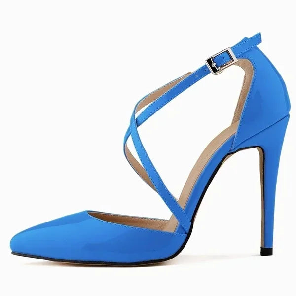 Women Pumps 2026 Summer Slippers Outdoor Casual Sexy Pointed Toes Hollow Stilettos Cross Strap High Heels Female Wedding Shoes