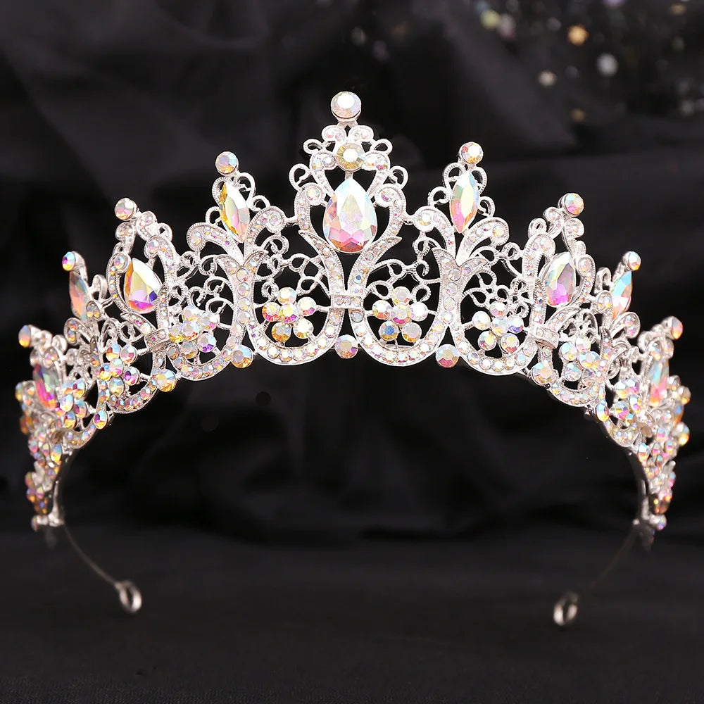 DIEZI Korean Baroque Luxury Bridal Crystal Tiara Crown For Women Girls Wedding Party New Elegant Queen Hair Dress Accessories