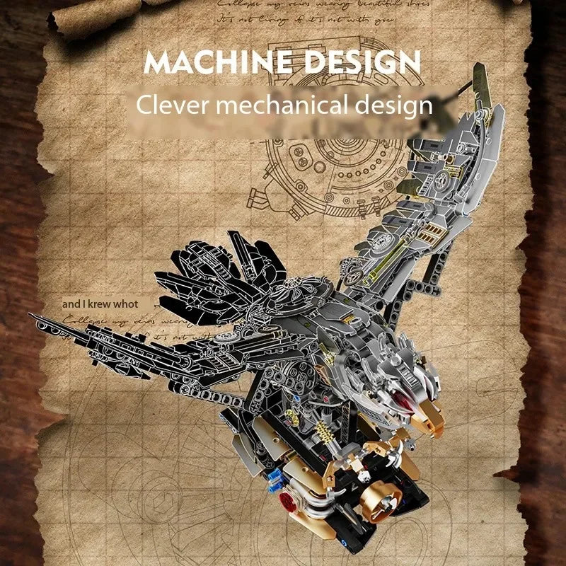 MJ BLOCK Mechanical Eagle Animal Building Blocks Sets Bricks Model Assembly Decorations For Adults Teens Gifts,1168 Pieces