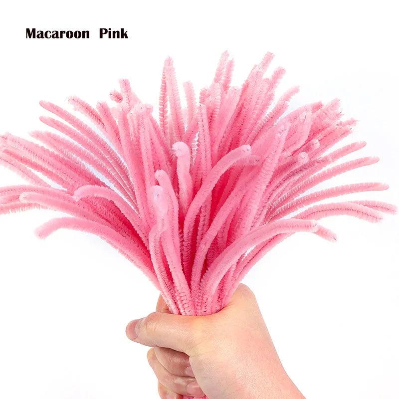 100/200/300/500/1000pcs DIY Plush Chenille Sticks Stem Pipe Cleaner HandCraft part for Spring Xmas Halloween Newyear Easter
