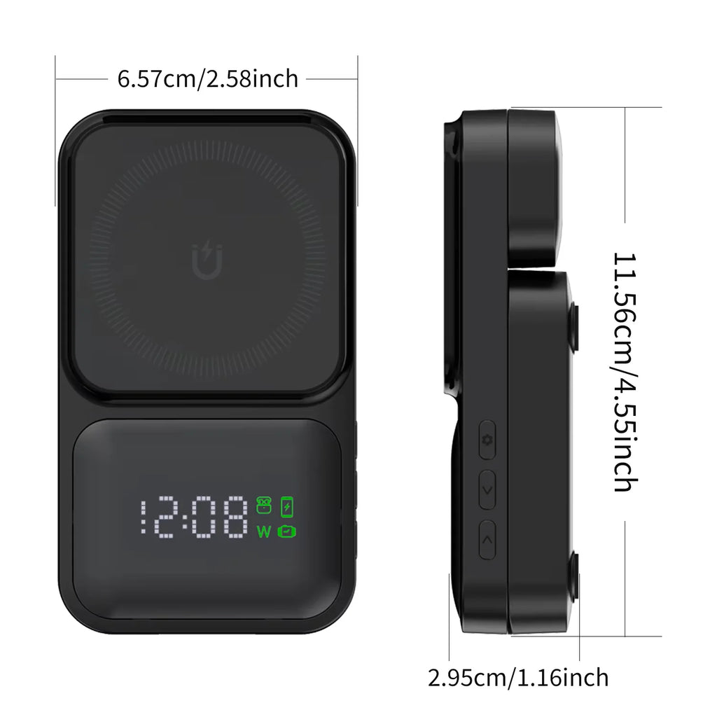 New Folding 3-in-1 Wireless Charger 15W Magnetic Wireless Charger Comes With Clock and Power Display functions For Phones
