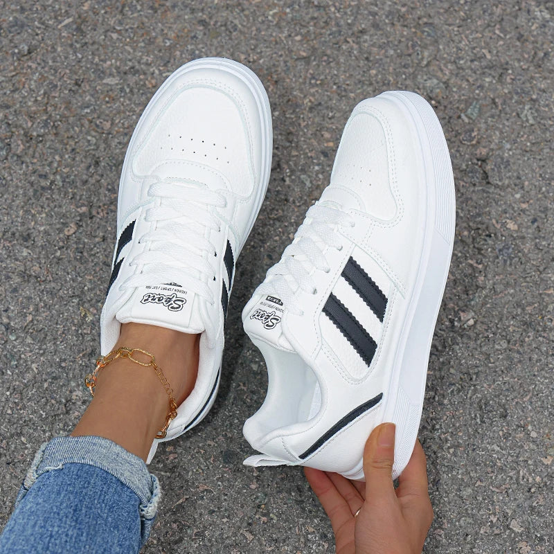 White Sneakers for Women, Casual Shoes, Versatile for Autumn, Trendy High-End Thick-Soled Breathable Shoes for Spring and Autumn