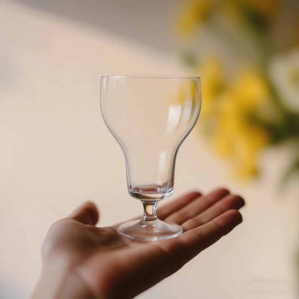 Handmade Glass Stemmed Goblet Vintage Small Martini Glass Coffee Cup Dessert Cup