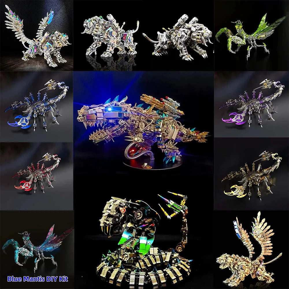 Mechanical Tyrannosaurus Rex, Cobra, Tiger, Scorpion King, Praying Mantis, Hell level 3D Metal Puzzle Model, High difficulty Toy