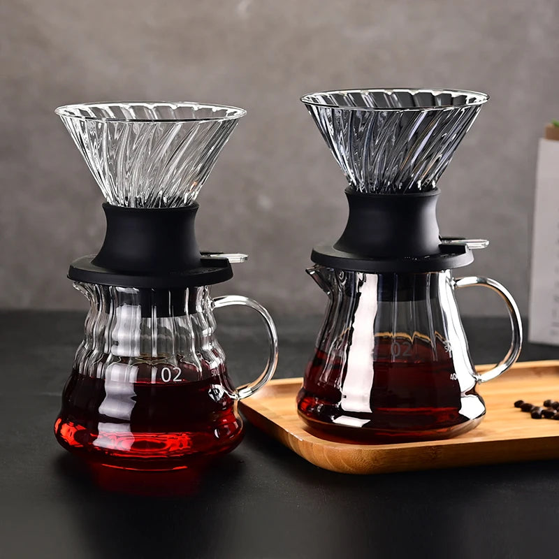 Glass Coffee Dripper Funnel Set with Carafe - Pour Over Coffee Maker & Tea Steeping Pot, Complete Home Brewing Accessories