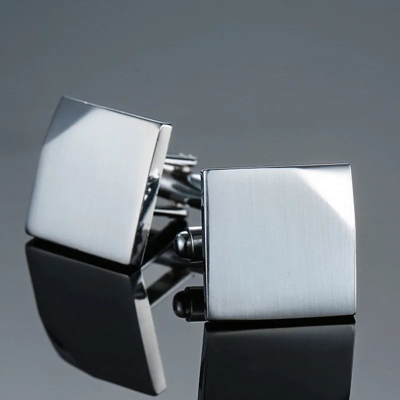 Cufflinks For Men Luxury Silvery Cuffs Retro Metal Cuff Links Mens French Square Button Shirts Business Jewelry Gift For Wedding - Free Item.