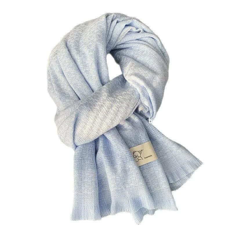 Women's Scarves Korean Retro Cute Cartoon Teddy Bear Kawaii Preppy Style JK Sweet Scarf Winter Thickened Warm Versatile Shawl
