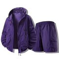 Men's Summer Thin Breathable Hat Sun Protection Suit Outdoor Fishing Climbing Function Couple Set Long Sleeve Short Pants