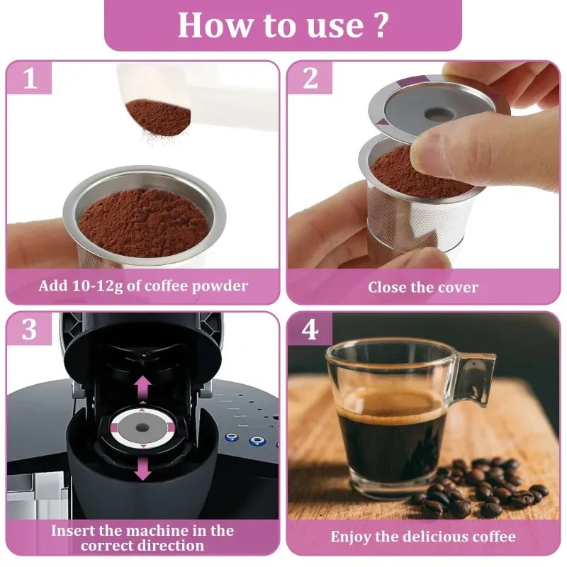 2 Pack Reusable K Cups,Universal Stainless Steel Reusable Coffee Pods,Refillable Single K Cups for K 2.0 and 1.0 Coffee Maker