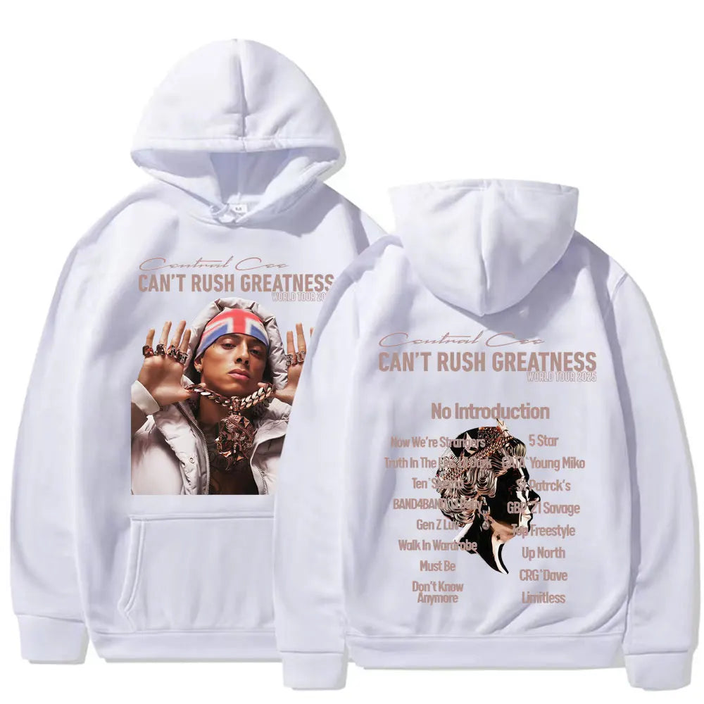 Central Cee “Can’t Rush Greatness” World Tour 2025 Concert Hoodies Mens Fashion Hip Hop Pop Music Oversized Pullover Sweatshirts