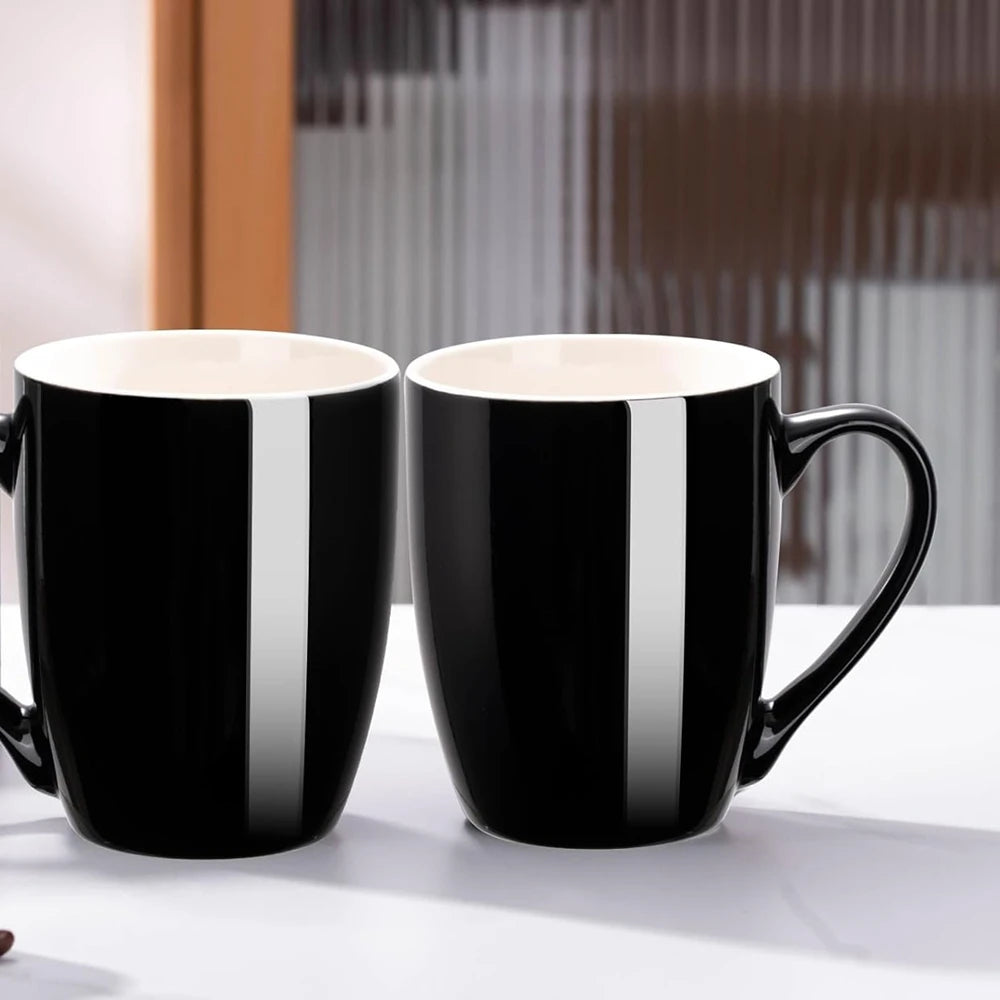 1 Pack Coffee Mug Ceramic Coffee Cups Ceramic 350ml Large Coffee Mug for Latte Tea Cappuccino Cocoa-Microwavable Black Red Cup
