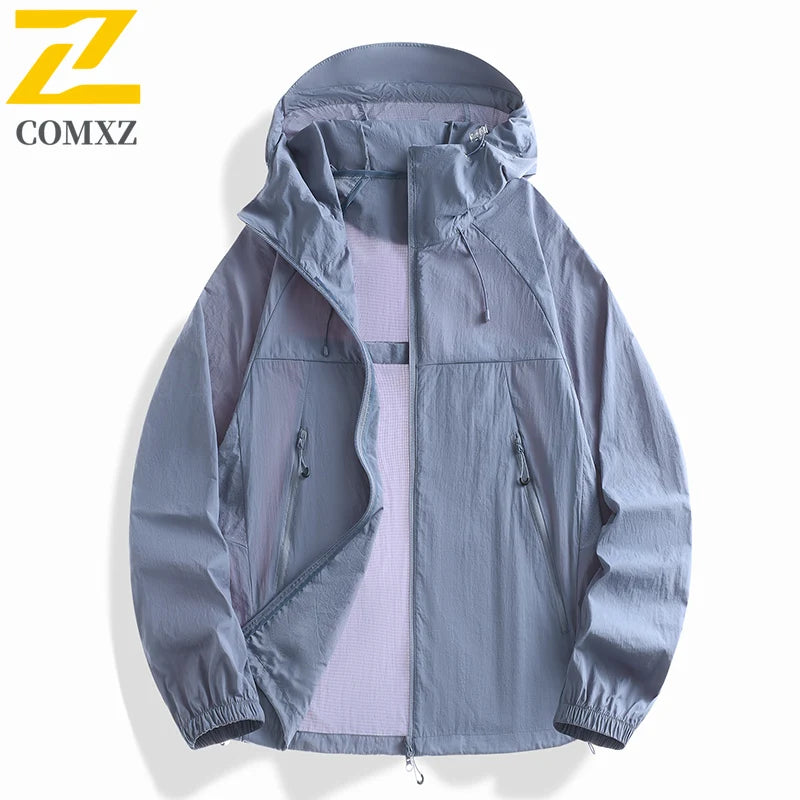 2025 Skin Sun Protection Jacket Men's Summer high quality UV Lightweight Ice Silk Hooded Coat Outdoor Riding Fishing Windbreaker