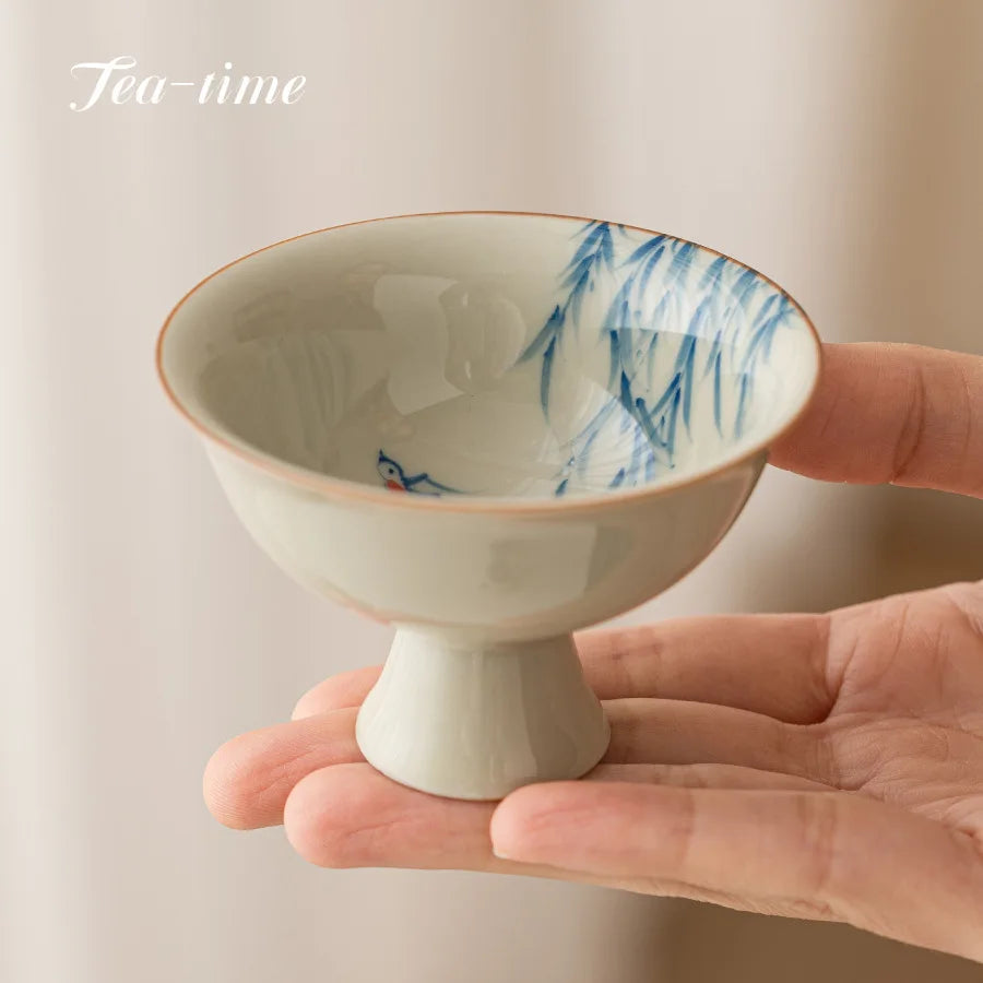Boutique Pure Hand Drawn Willow Swallowtea Infusor Tea Maker Chhai for Tea Tea Diffuser Tea Strainer Tea Filter Cafes Craft