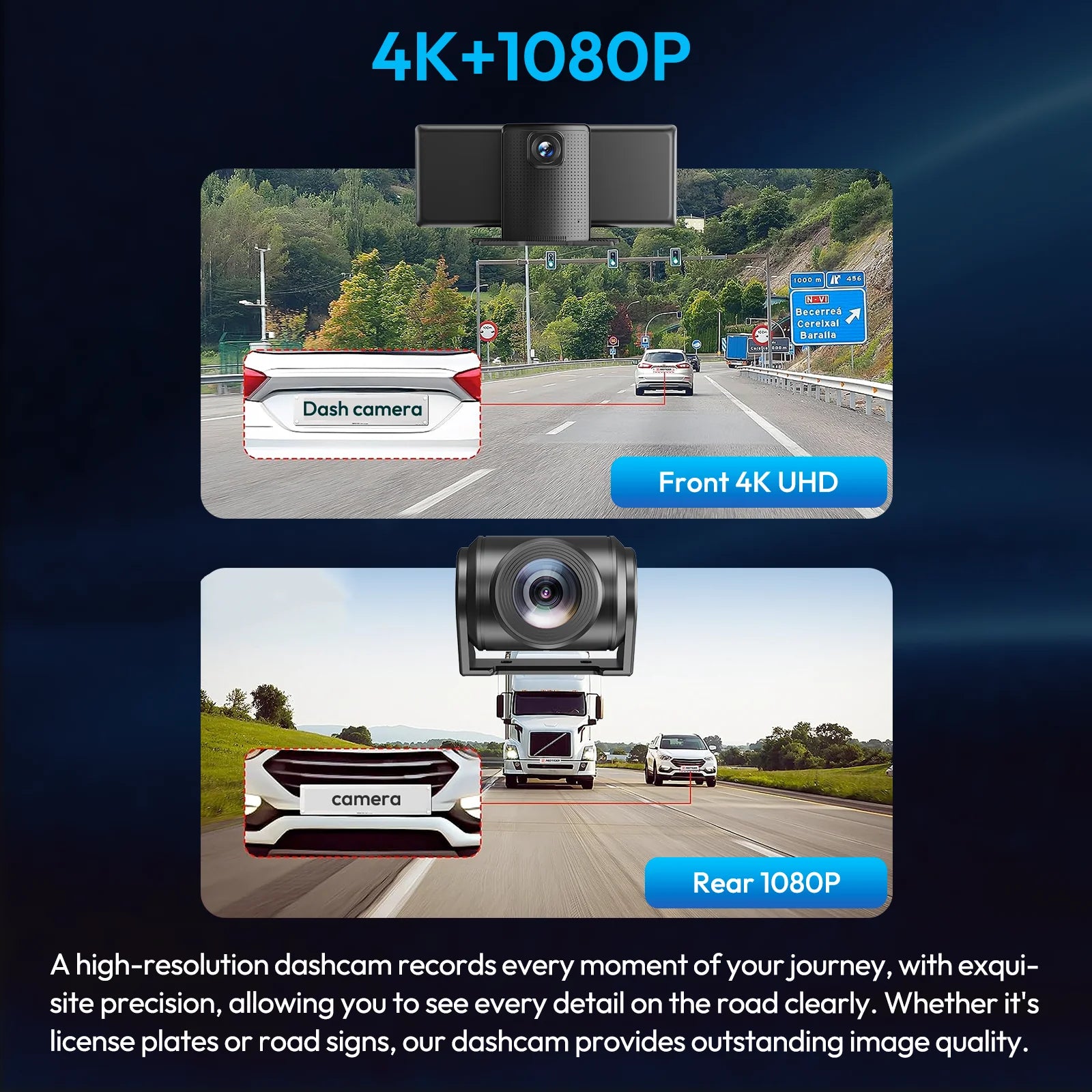 XGODY 4K HD Touch Screen Carplay Android Auto Dash Camera 10.26" Large Screen Wireless Radio Multimedia