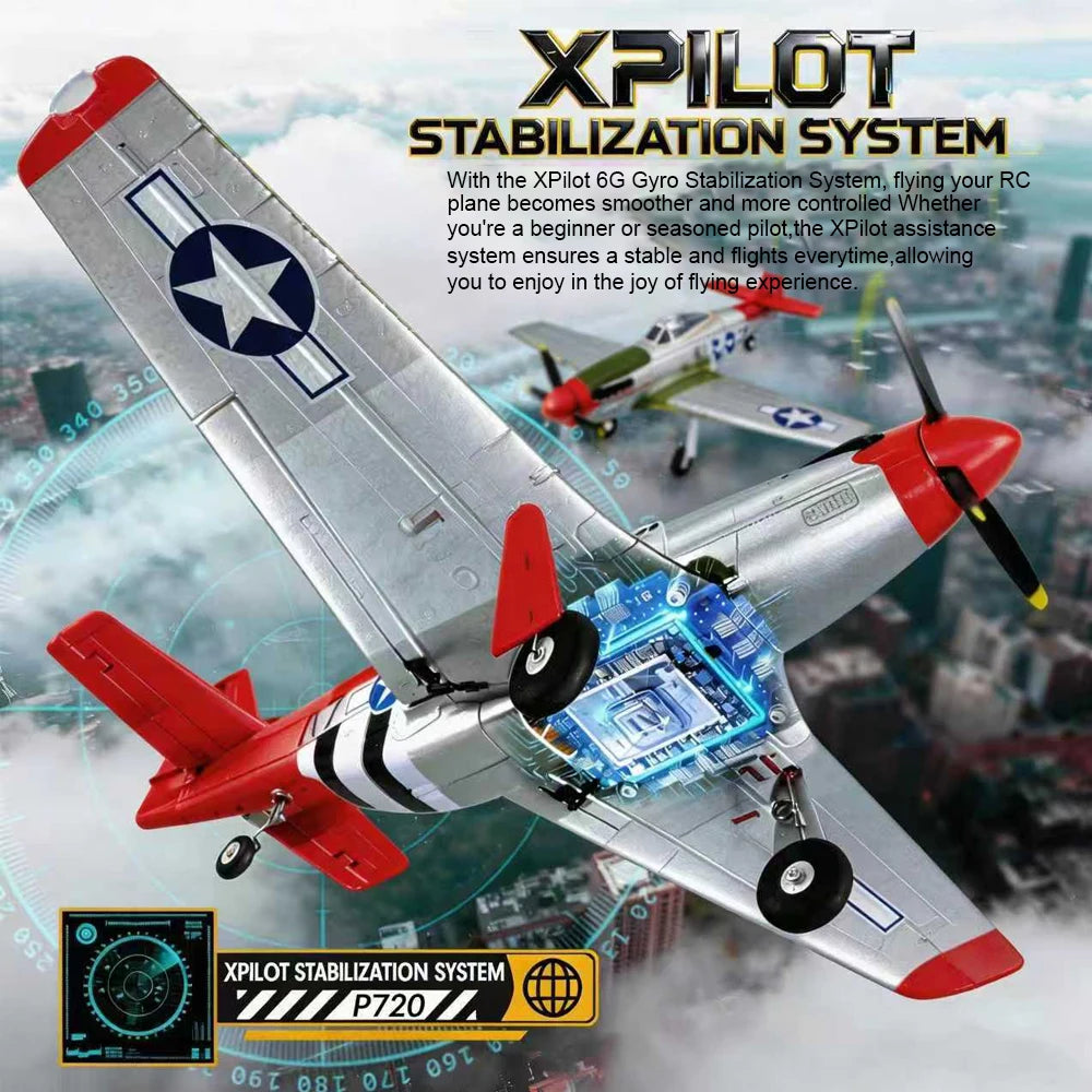 RC Plane 5CH 3D/6G Fixed-wing RC Airplane 2.4GHz P51D Mustang RTF for Adults Beginners Easy to Fly Removable Brushless Fighter